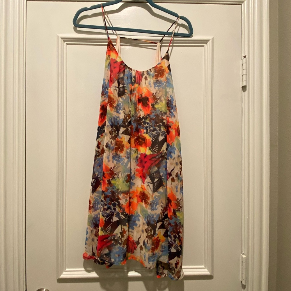 Multicolor Floral Spaghetti Strap Shift Dress